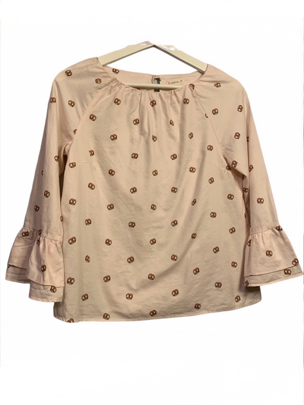 Crewcuts 14 flutter sleeve pretzel print blouse